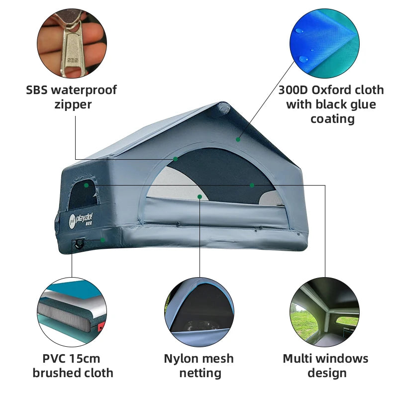 Inflatable Rooftop Tent – 4x4 SUV Car Roof Top Glamping Tent | 4-Season