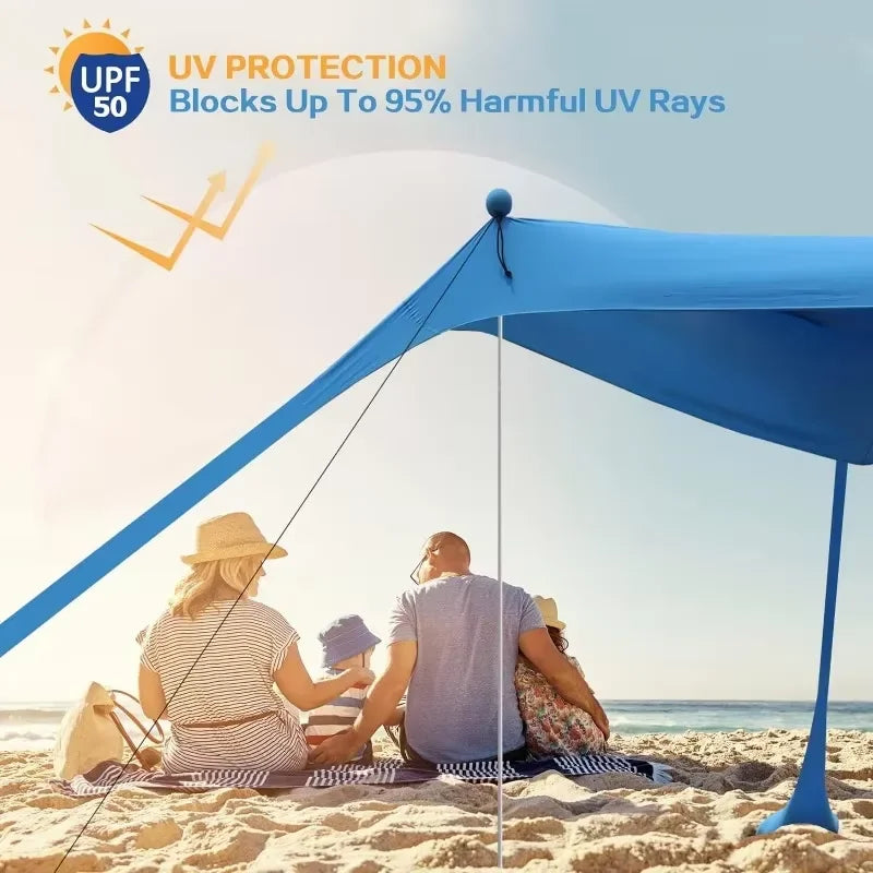 Windproof Beach Canopy & Sun Shade Awning – UV Protection | 1–3 People