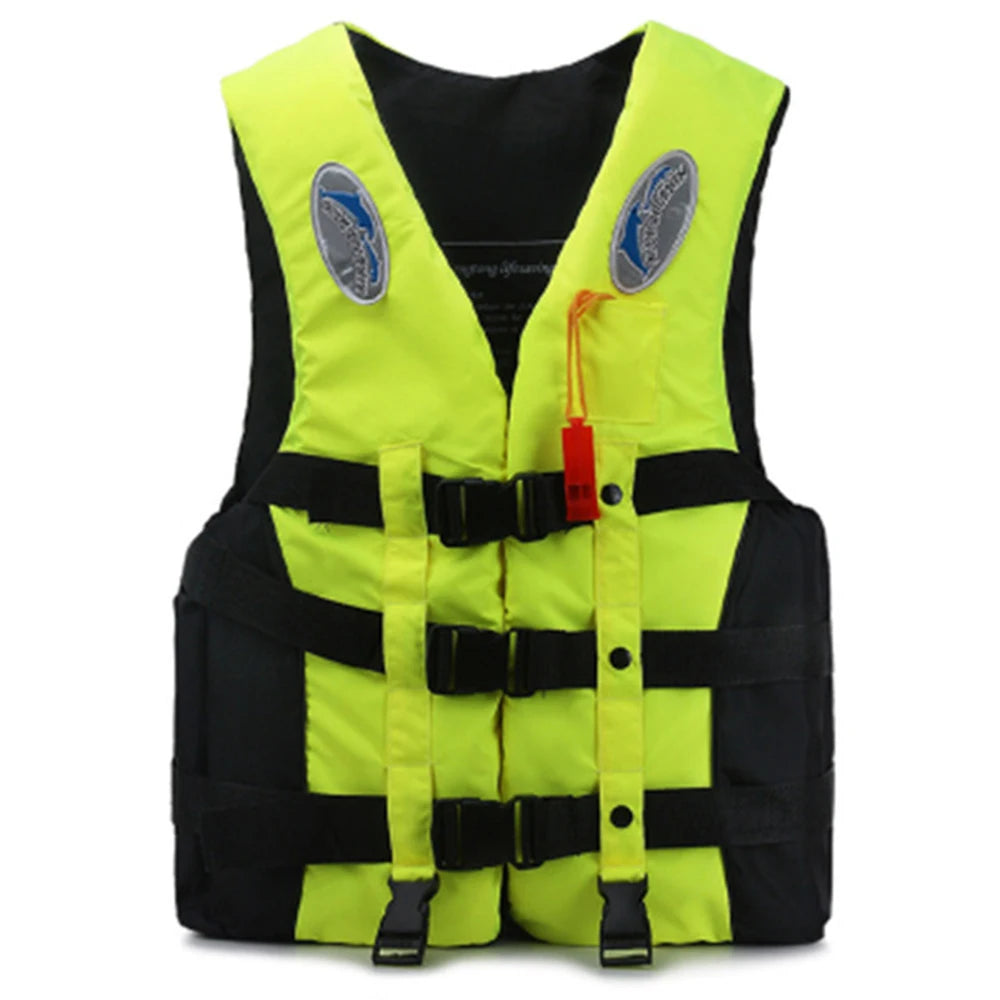 Life Jacket with Whistle | Adjustable Buoyancy Vest | Kids & Adults | S–XXL | 5 Colours