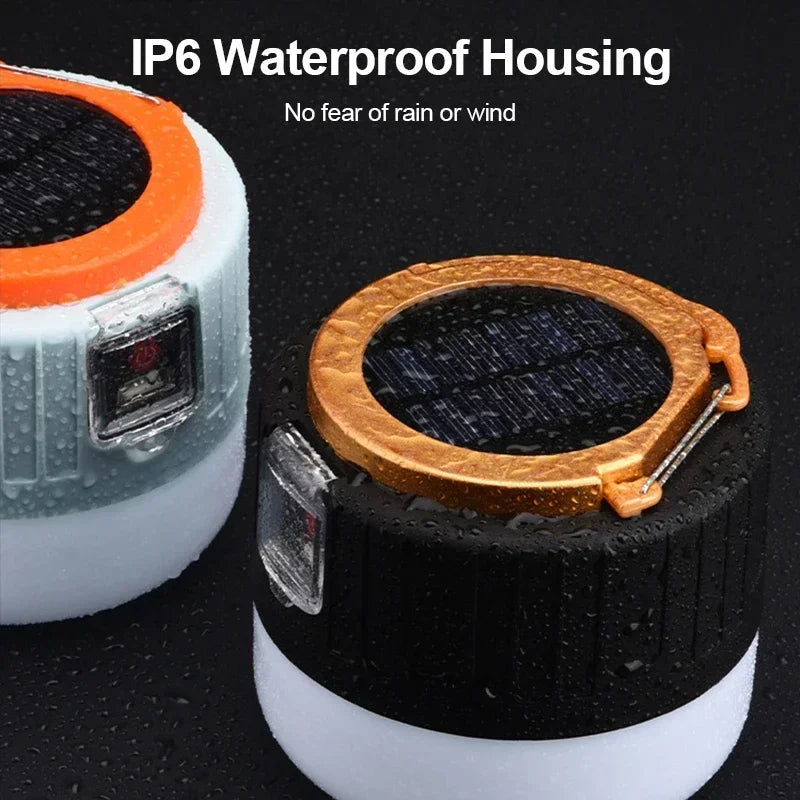 LED Camping Lantern with Remote Control & Power Bank — Solar/USB Rechargeable, Waterproof