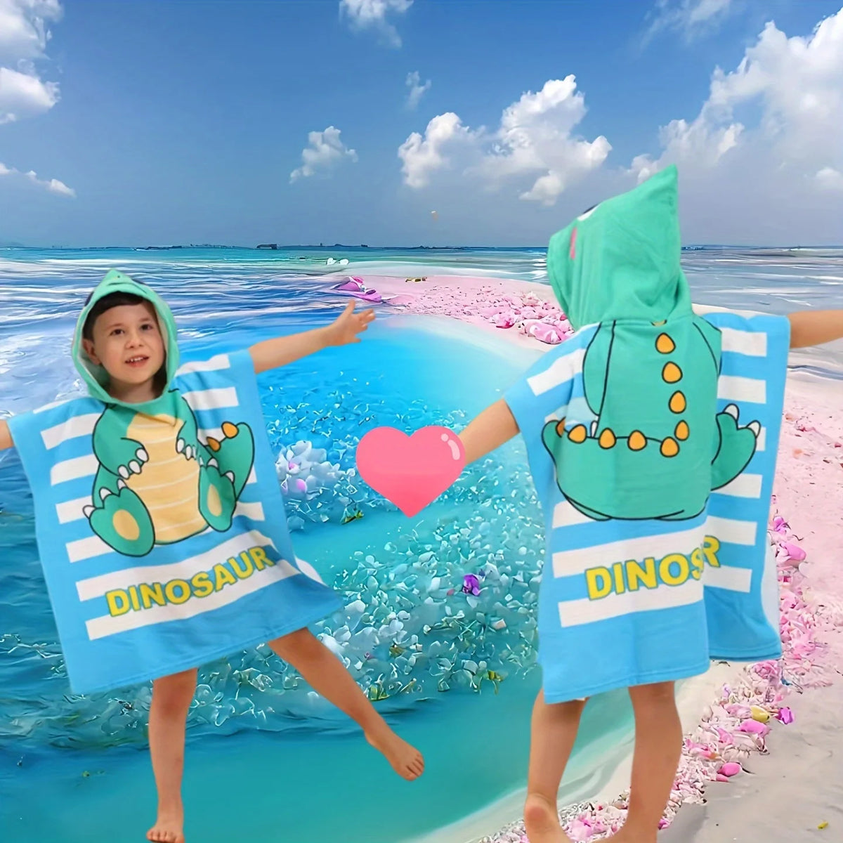 Kids Hooded Towel Cover – Quick-Dry Absorbent Swimming Poncho for Boys & Girls