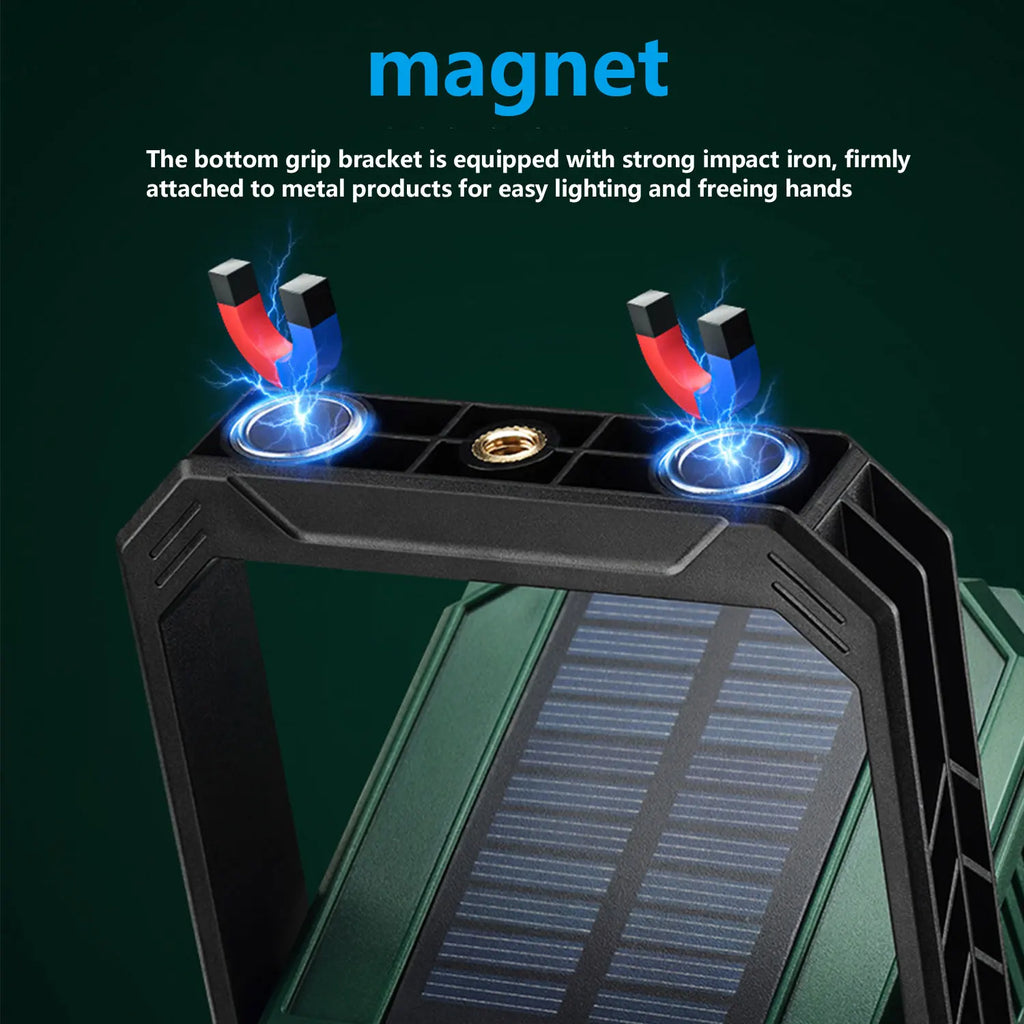 YEMAO LED Camping Lantern — 5 Modes, Magnetic Mount, Solar Charging, Power Display | Waterproof Emergency Light