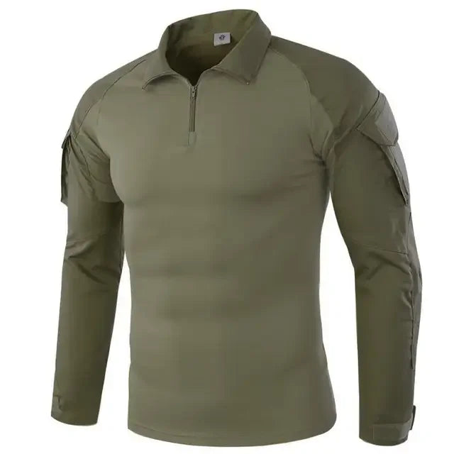 Men's Tactical Military Long Sleeve Hiking T-Shirt — Moisture-Wicking, CP Camo Style | Hunting, Climbing & Outdoor