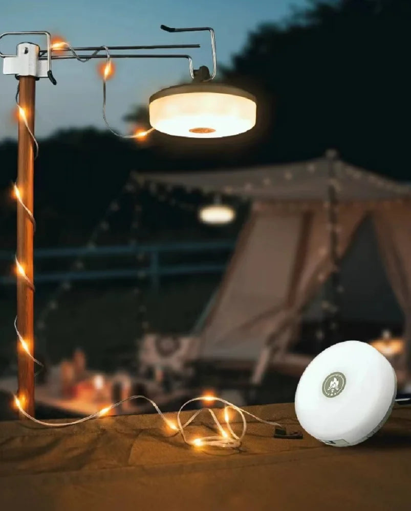 10M LED Camping Reel Strip Light — Rechargeable, Magnetic, Power Bank Function | Tent & Outdoor Atmosphere Light