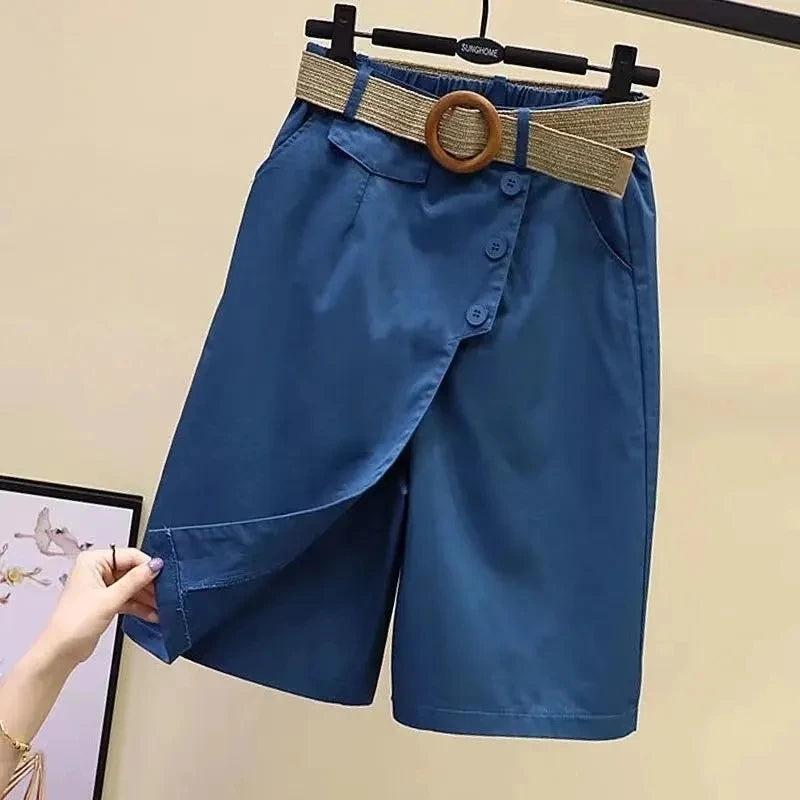 Women's High Waist Wide Leg Culotte Shorts – Korean Fashion Casual Shorts | M–XXXL