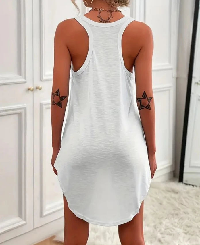 Women's Sleeveless Mini Vest Dress – U-Neck Casual Daily Dress | S–XL