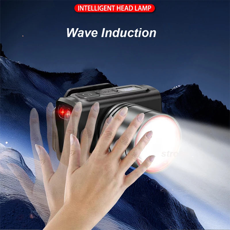 Rechargeable Motion Sensor Headlamp — Super Bright, Zoomable, Waterproof | Camping & Outdoor