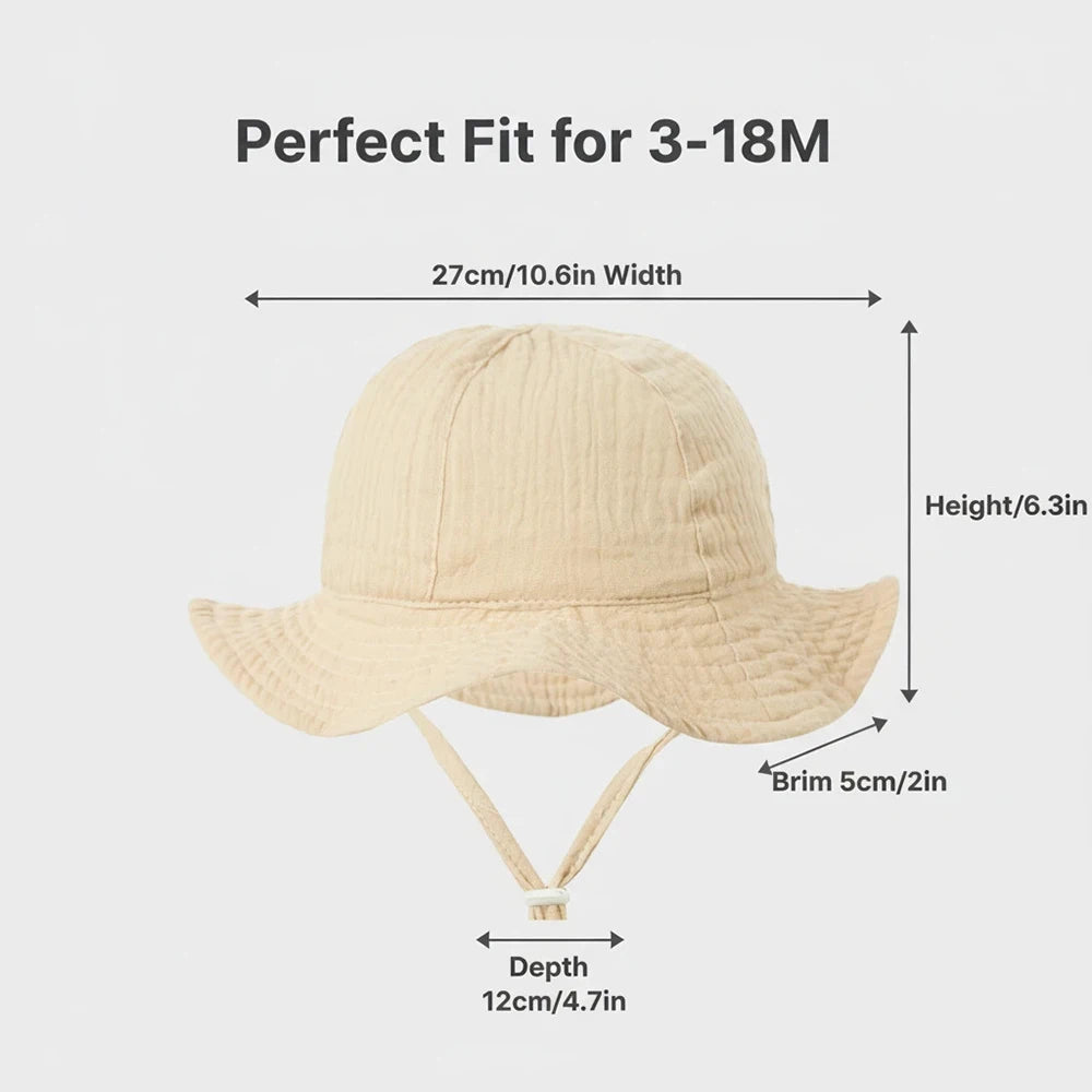 Baby Bucket Hat | Cotton Sun Protection | Unisex | 3–18 Months | 8 Colours