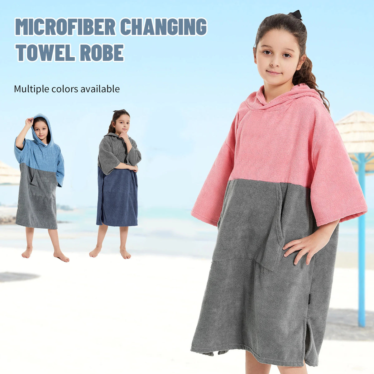 Kids Changing Towel Robe – Quick-Dry Microfibre Surf Poncho for Beach & Pool