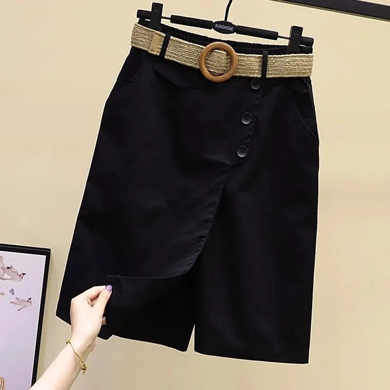 Women's High Waist Wide Leg Culotte Shorts – Korean Fashion Casual Shorts | M–XXXL