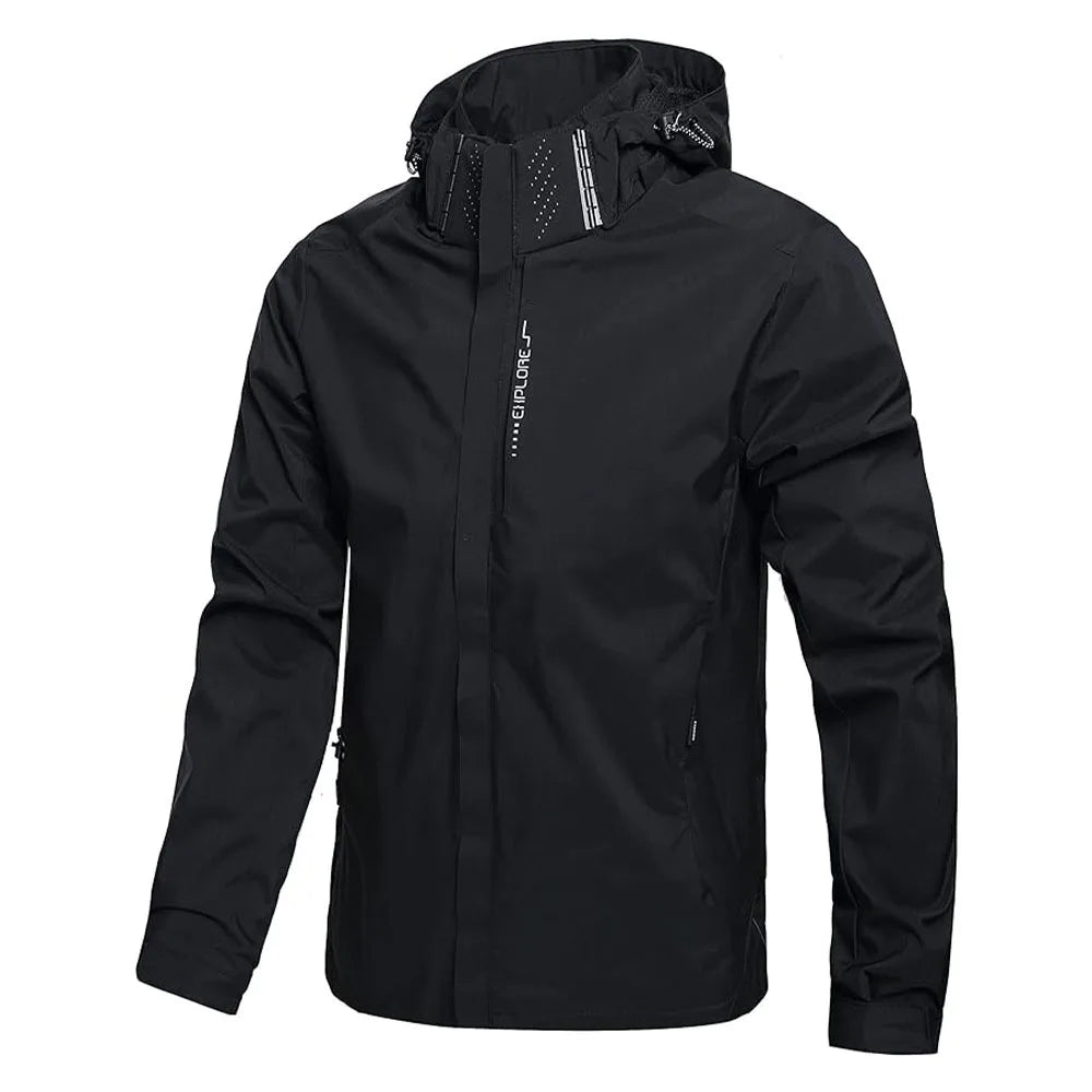 Men's Waterproof Rain Jacket – Lightweight Hooded Windproof Outdoor Raincoat