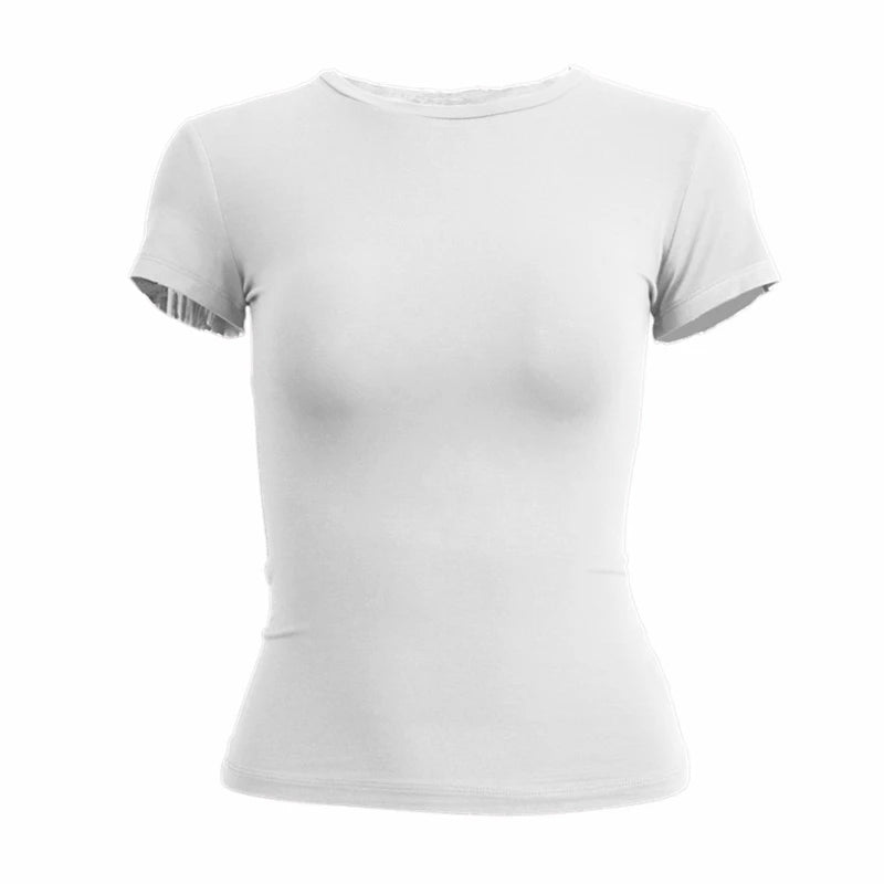 Women's Slim Fit Knitted T-Shirt – Short Sleeve O-Neck Sporty Tee | XS–XL