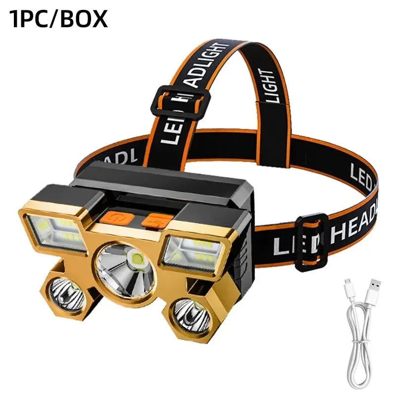 Rechargeable LED Headlamp — Powerful Beam for Camping, Fishing, Hunting & Hiking