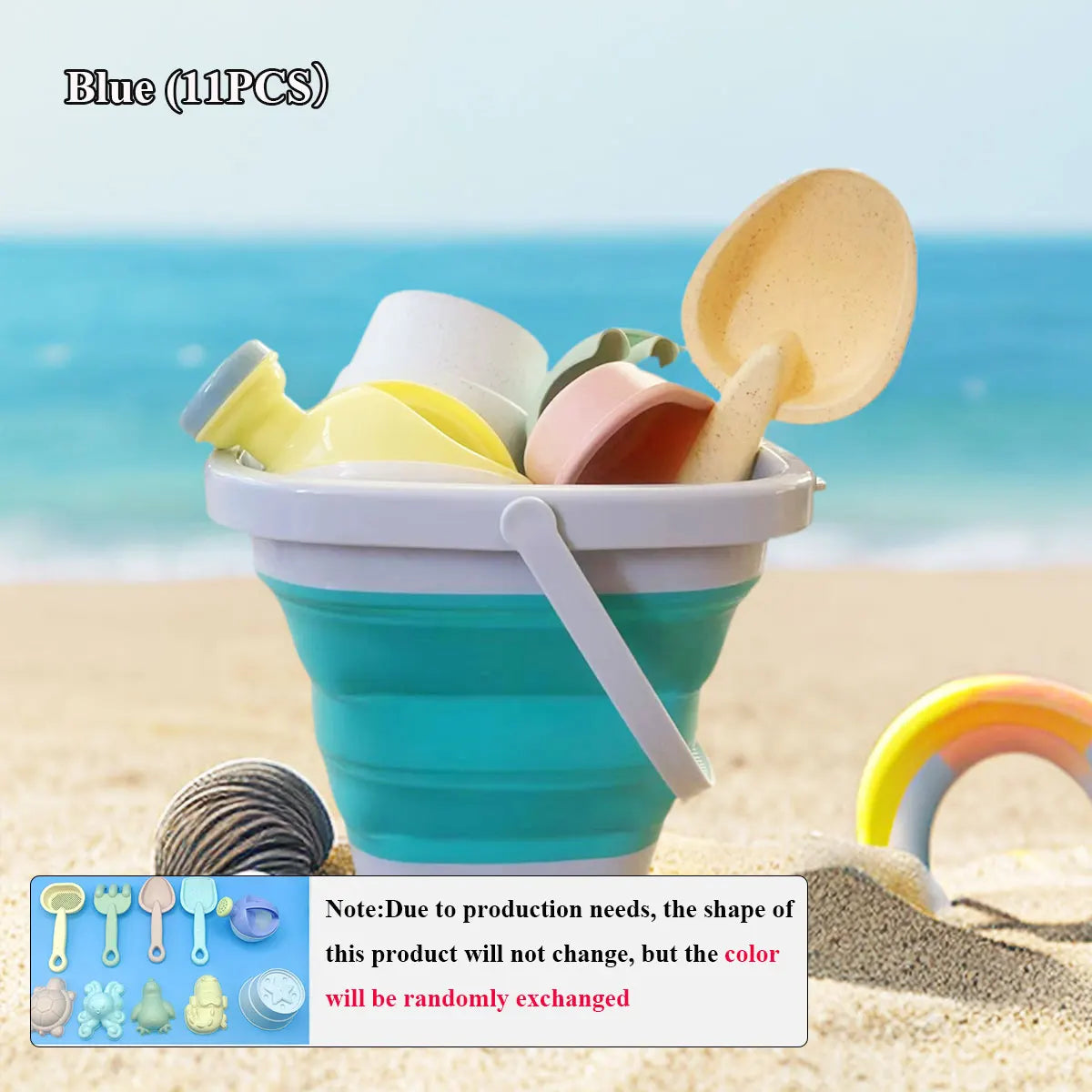 Kids Beach Sand Play Set | Folding Bucket & Sandbox Toys – 1, 5 or 11 Piece