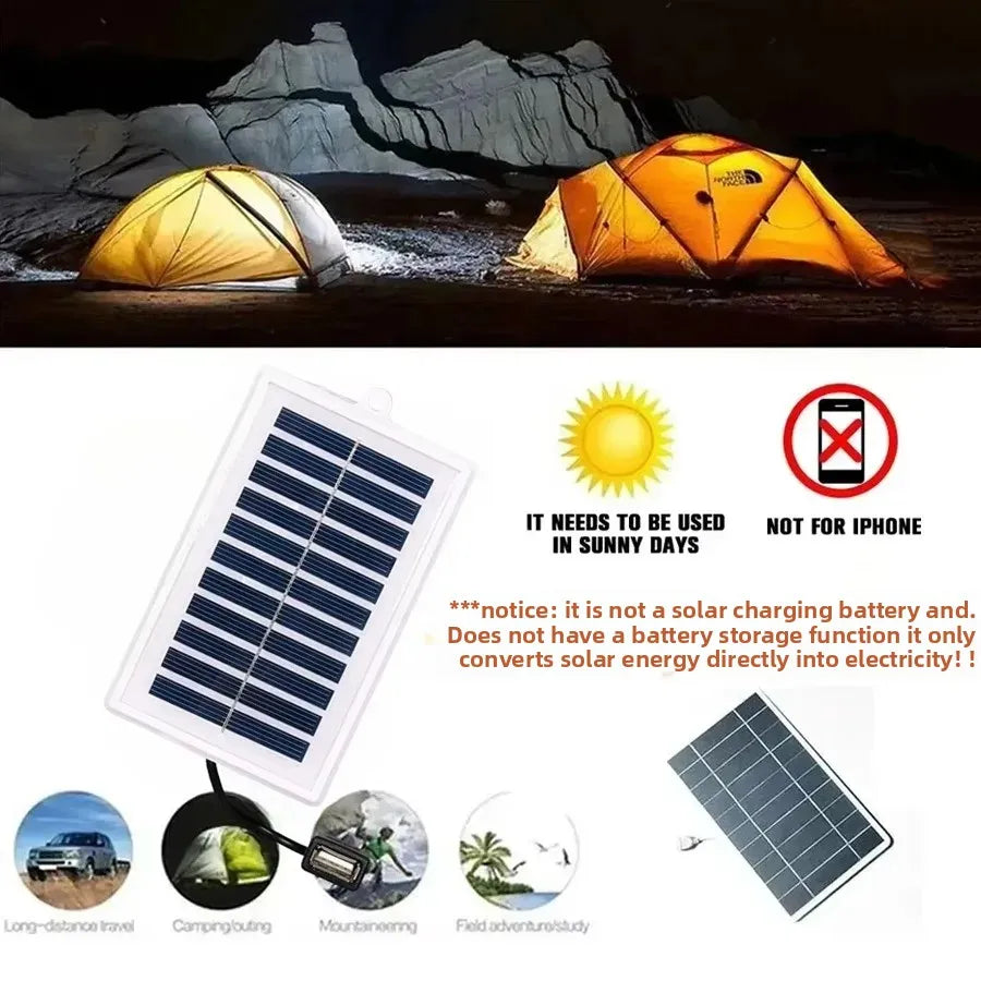Portable Solar Charger with USB Output – Compact Solar Panel for Camping, Travel, Flashlights & Fans