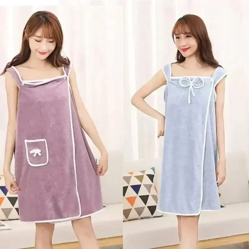 Women's Wearable Bath Towel Wrap – Fast-Drying Spa Robe for Beach, Gym & Shower (80x135cm)