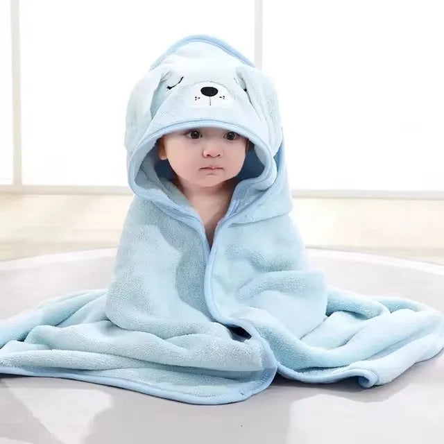 Cartoon Baby Hooded Bath Towel – Soft Newborn Swaddle Wrap & Bathrobe
