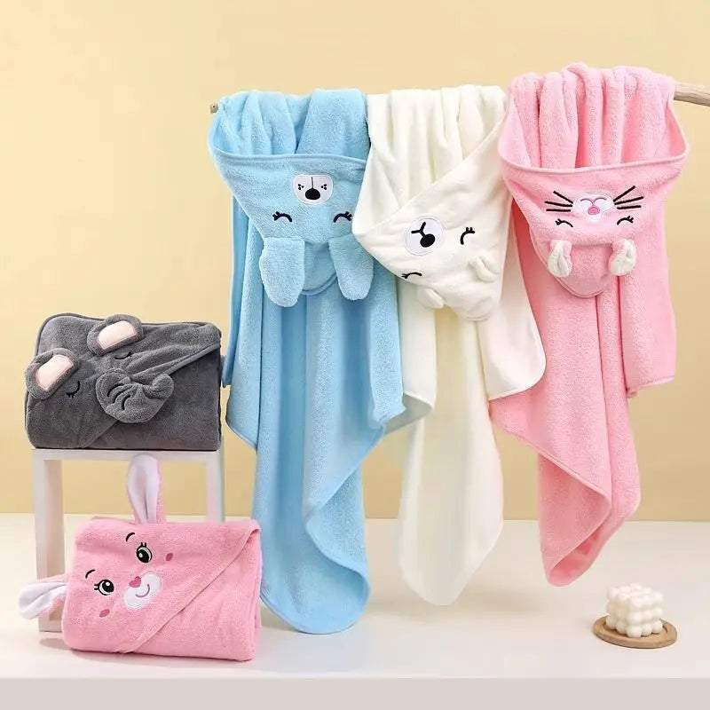 Cartoon Baby Hooded Bath Towel – Soft Newborn Swaddle Wrap & Bathrobe