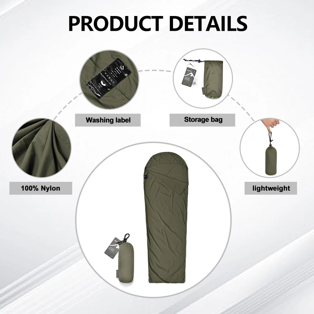 Ultralight Mummy Sleeping Bag Liner – Single Person Travel & Camping Liner