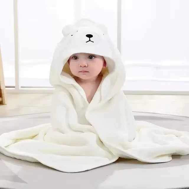 Cartoon Baby Hooded Bath Towel – Soft Newborn Swaddle Wrap & Bathrobe