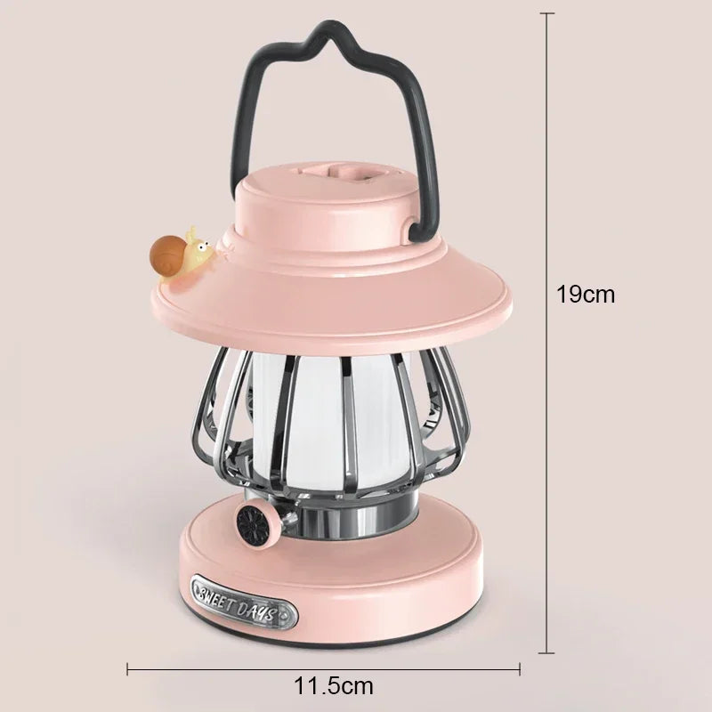 Retro LED Camping Lamp – USB-C Rechargeable, 3 Colour Modes & Stepless Dimming