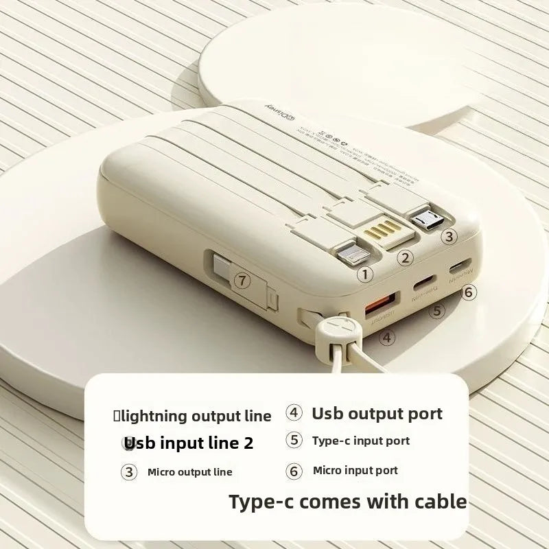 Power Bank with Built-in Cables – 10000mAh / 20000mAh Digital Display | White, Blue, Purple, Black
