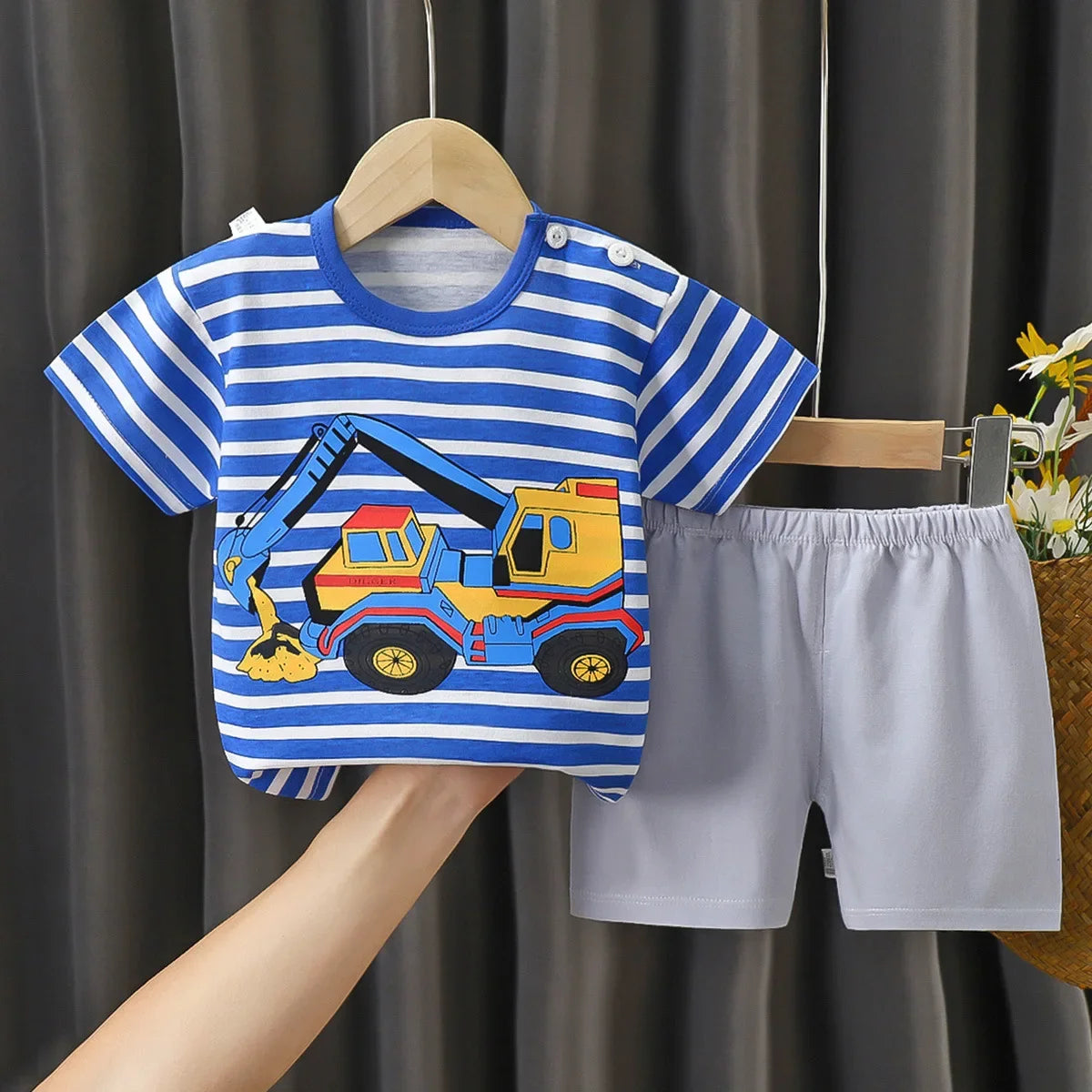Kids 2-Piece Cotton T-Shirt & Shorts Set | Unisex Summer Outfit | 9M–7T | 3 Colours
