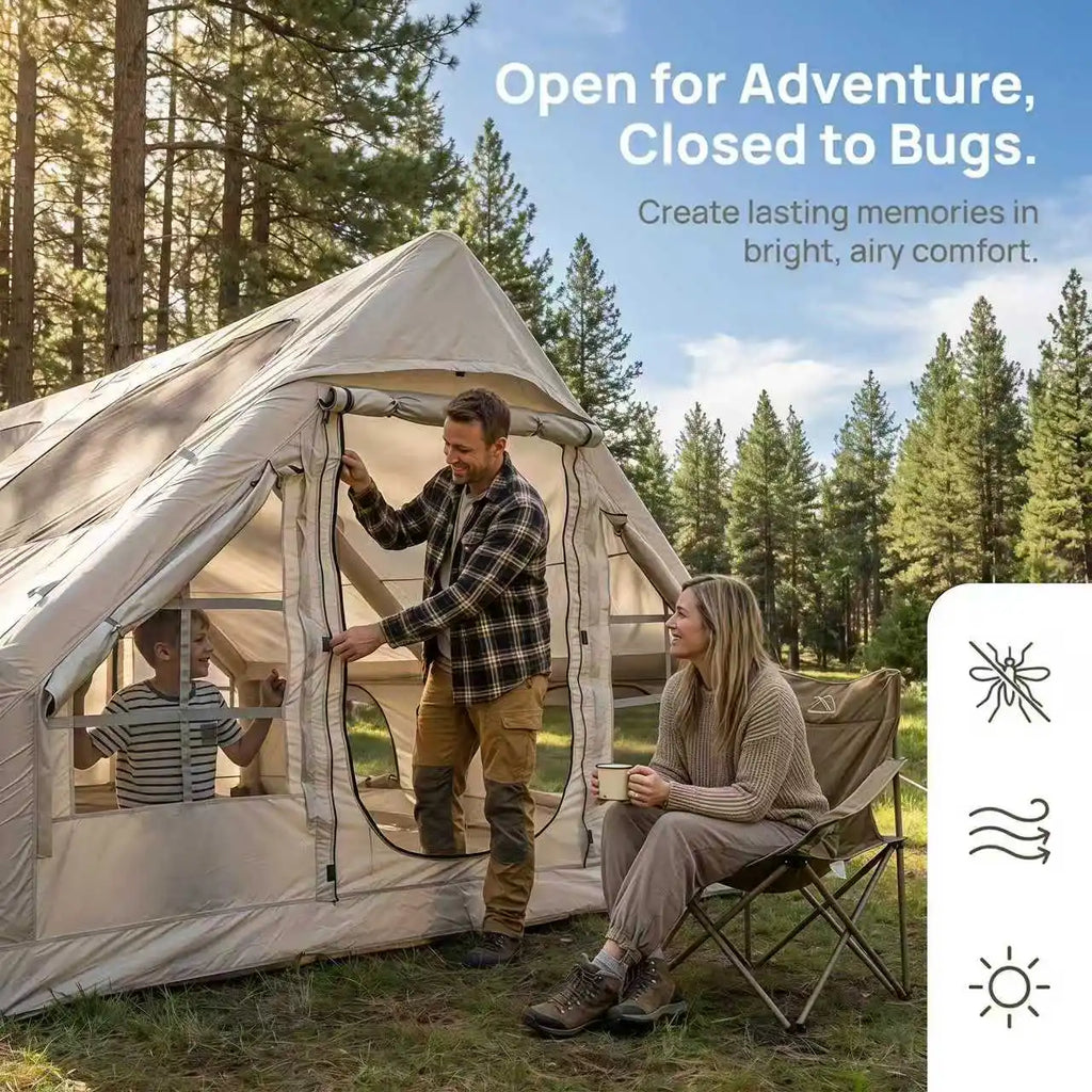 Luxury Inflatable Family Tent – 12m² | 6-8 Person | Dual Skylight Windows