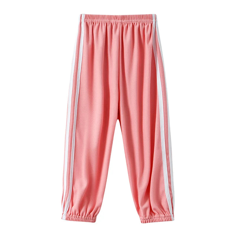 Kids Summer Elastic Waist Pants | 1 or 3-Piece Solid Colour Sports & Mosquito Pants for Boys & Girls