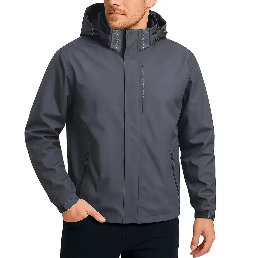 Men's Outdoor Windbreaker Jacket – Hooded & Waterproof
