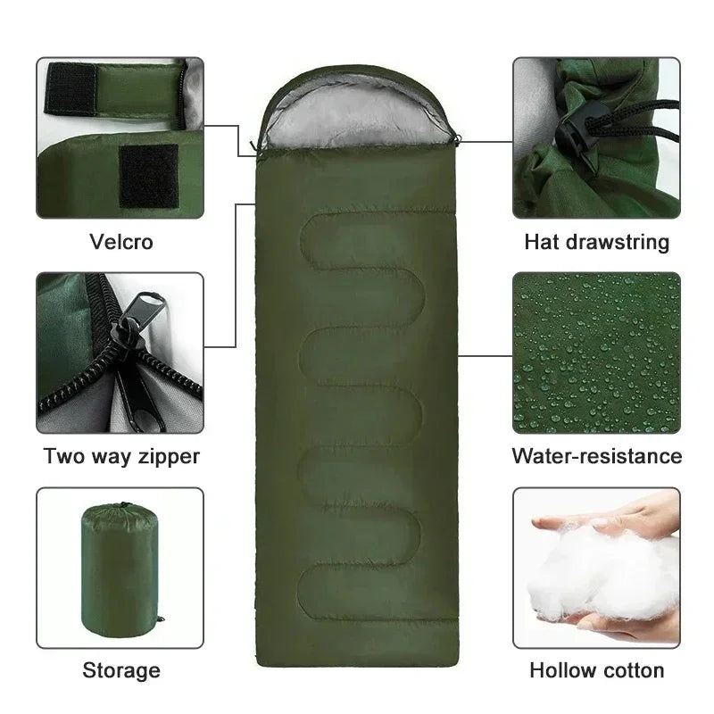 Lightweight Waterproof Sleeping Bag – All-Season Envelope Style for Camping & Hiking