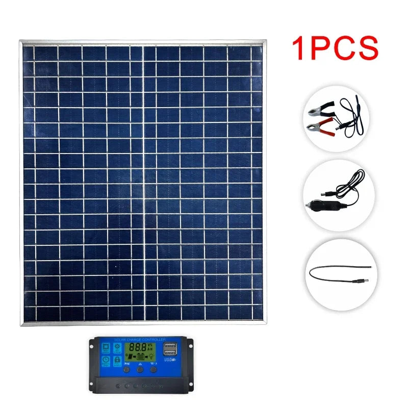 Monocrystalline Solar Panel with Aluminum Frame | 12V Battery Charger for RV, Camping & Off-Grid