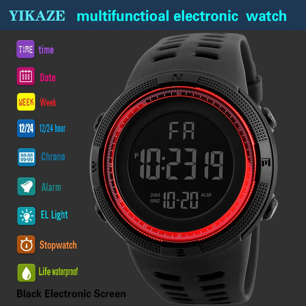 LED Digital Sports Watch — Luminous Military Style for Men & Kids