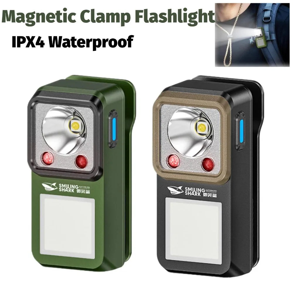 LED Magnetic Clamp Flashlight — 6 Modes, Rechargeable, Waterproof | Camping, Work & Emergency