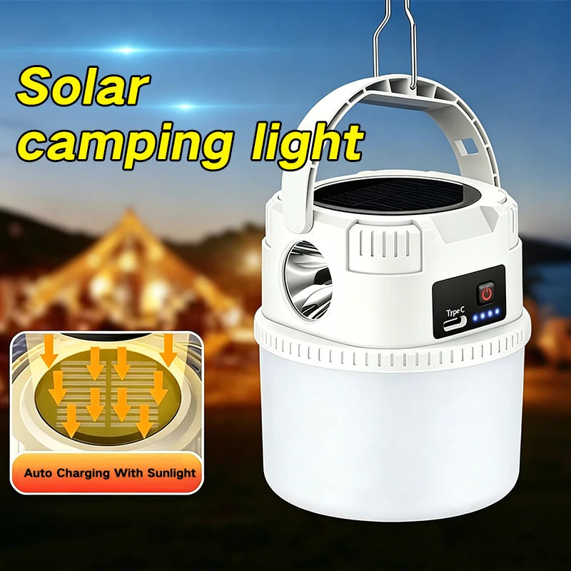 Solar-Powered Camping Charger & Light | Ultra-Long Battery Life for Outdoor, Night Markets & Stall Tents