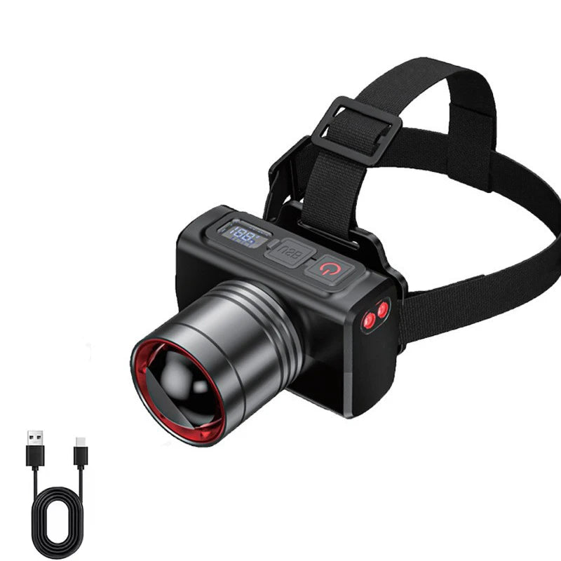 Rechargeable Motion Sensor Headlamp — Super Bright, Zoomable, Waterproof | Camping & Outdoor
