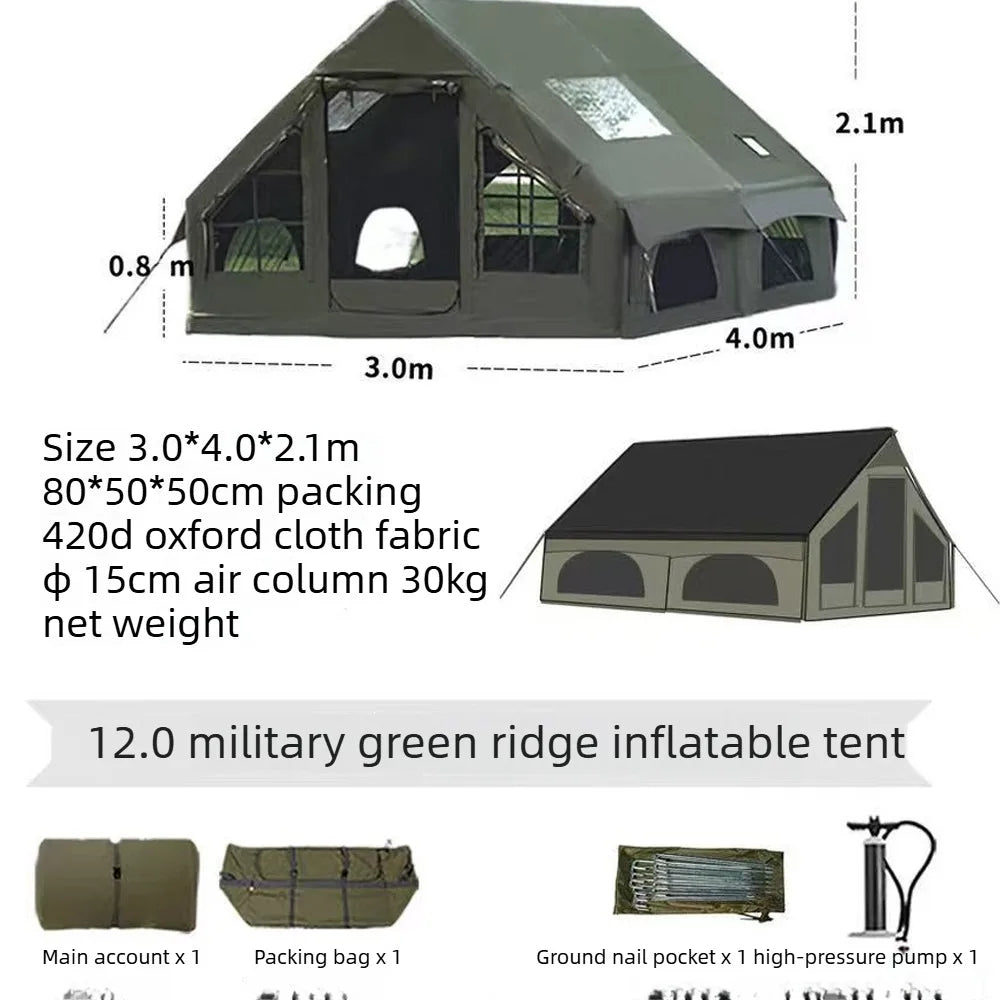 Large Inflatable Camping Tent – 4–8 Person Quick Setup, Windows & Water-Resistant | Four Season