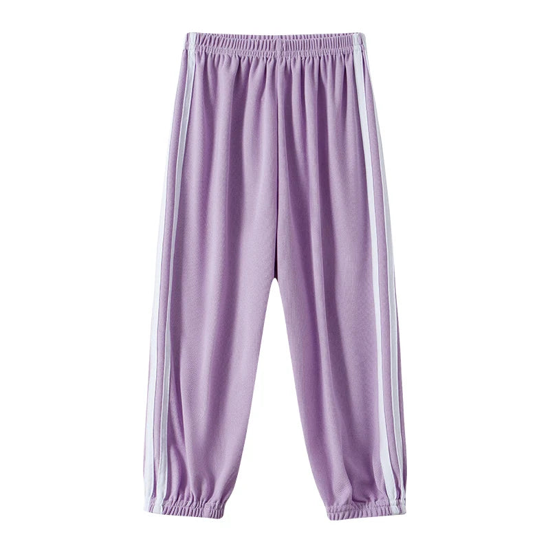 Kids Summer Elastic Waist Pants | 1 or 3-Piece Solid Colour Sports & Mosquito Pants for Boys & Girls