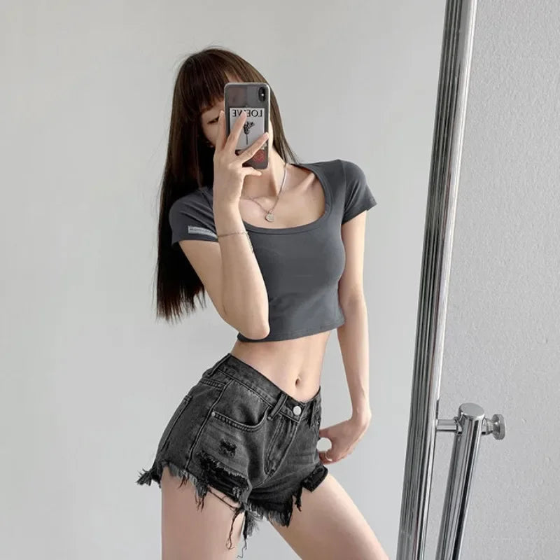 Women's Ripped Denim Shorts – Vintage Stretch Jorts Streetwear | S–XL