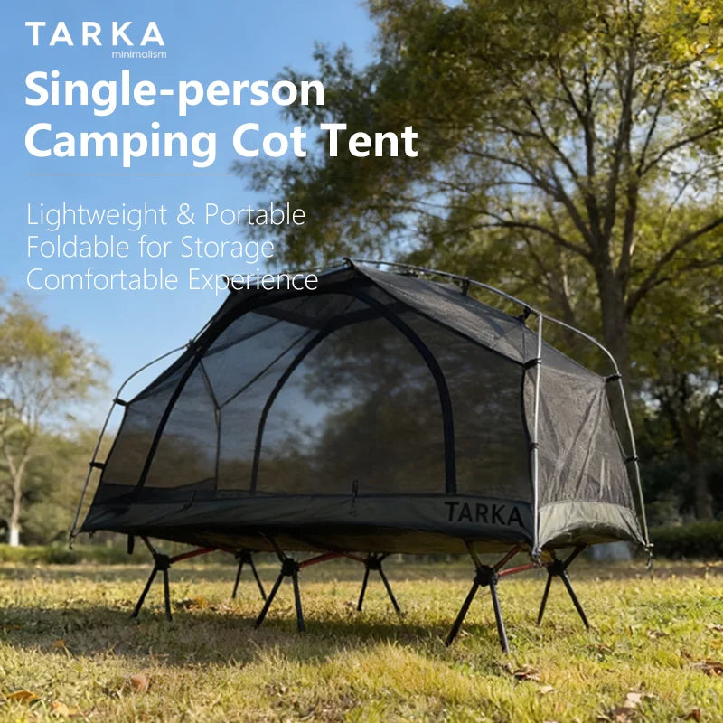Single Person Camping Cot Tent with Mosquito Net – Detachable Inner & Outer Tent