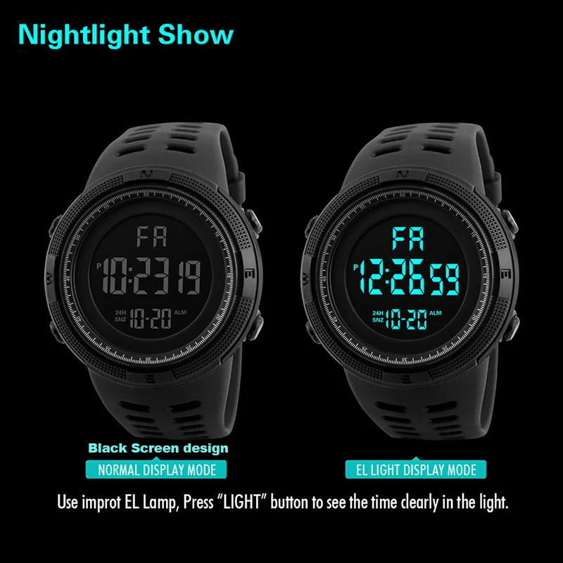 LED Digital Sports Watch — Luminous Military Style for Men & Kids
