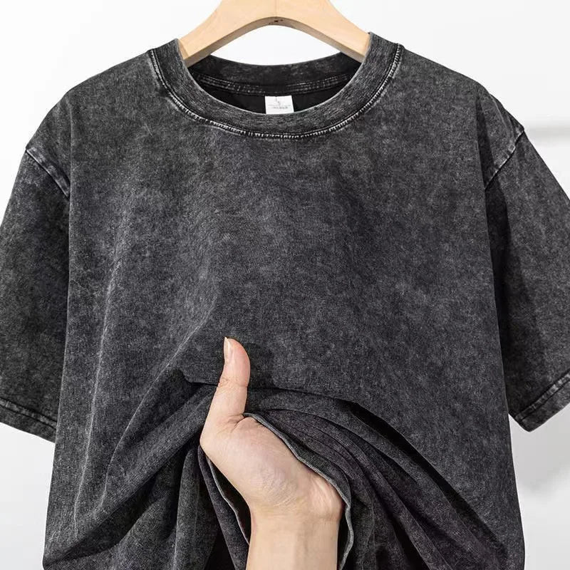 LEDP Men's Vintage Washed Oversized Heavy Cotton Tee — 230G, Short Sleeve | Streetwear T-Shirt