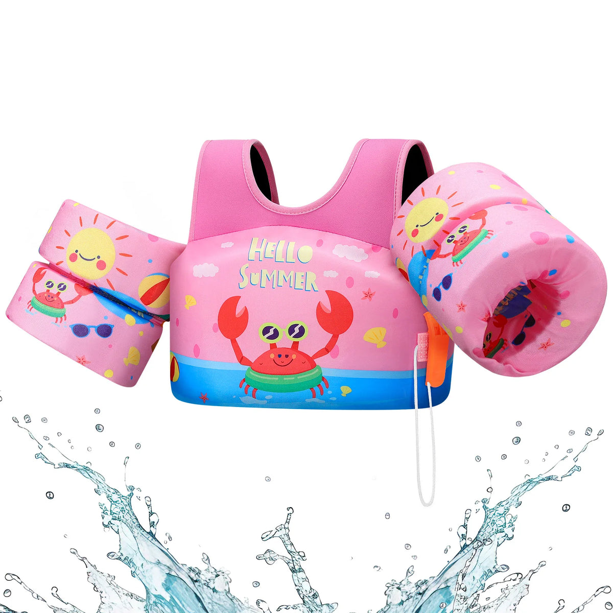 Kids Foam Life Vest & Swim Float | Children's Safety Swim Jacket with Whistle for Ages 3–13