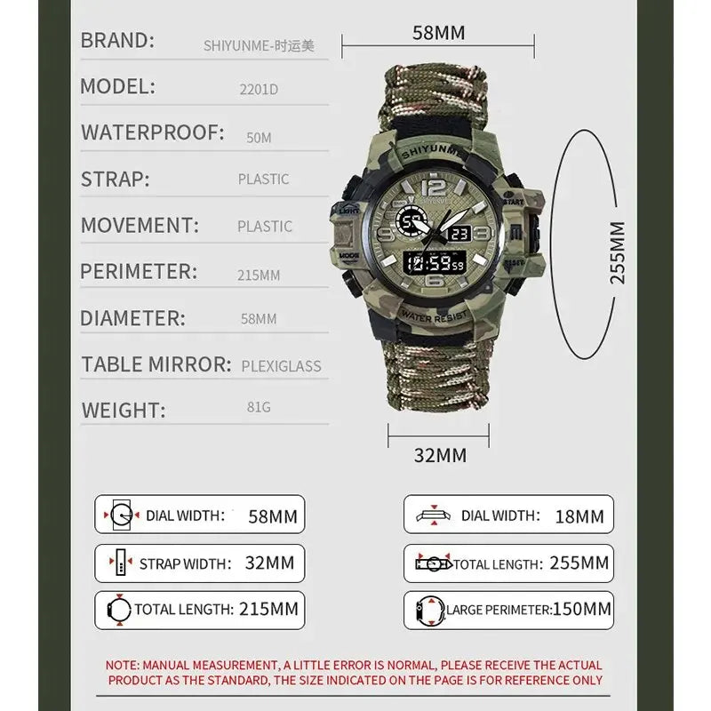 Outdoor Survival Paracord Watch — Military Tactical Multifunctional