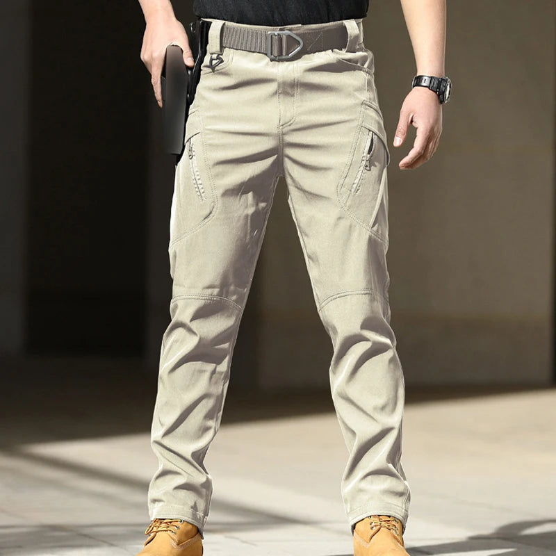 Men's Tactical Softshell Cargo Trousers — Elastic Waist, Multi-Pocket | Hiking, Camping & Military Style Pants