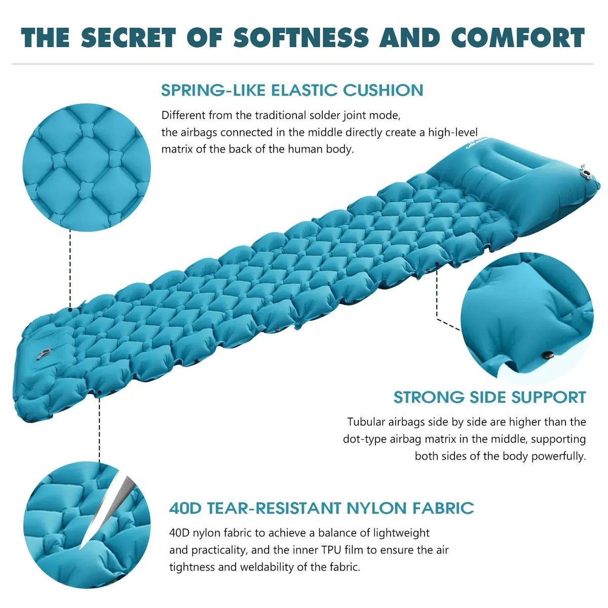 Inflatable Camping Mattress with Pillow