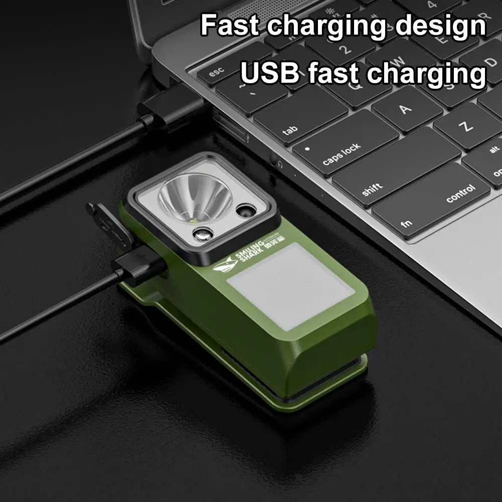 LED Magnetic Clamp Flashlight — 6 Modes, Rechargeable, Waterproof | Camping, Work & Emergency