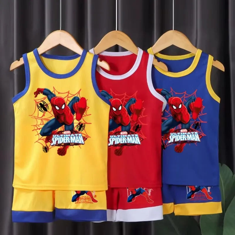 2026 Summer Boys Breathable Vest & Shorts Set | Cartoon Sleeveless Two-Piece Kids Casual Outfit