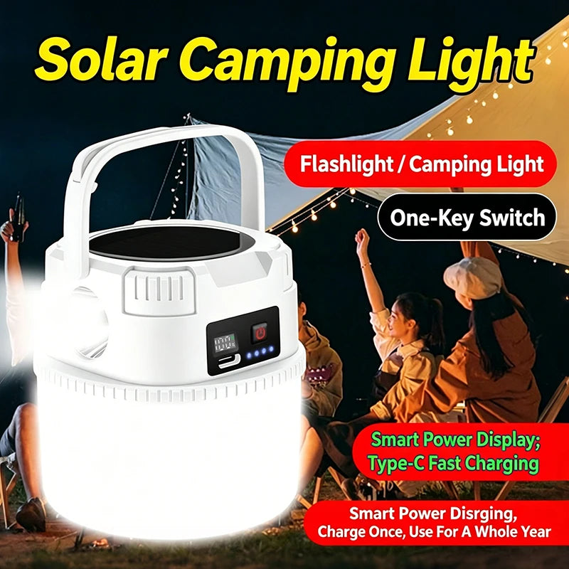 Solar-Powered Camping Charger & Light | Ultra-Long Battery Life for Outdoor, Night Markets & Stall Tents