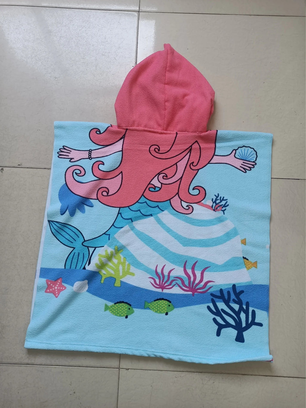 Kids Hooded Beach Towel Poncho – Microfibre Swim Cover for Girls 2–6 Years